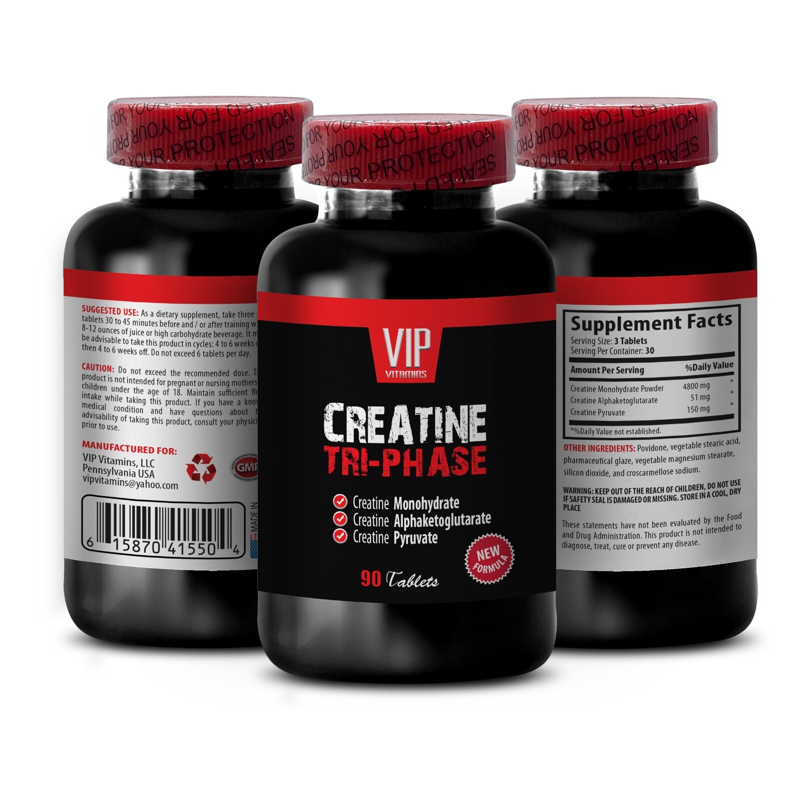 Sport Vitamins – CREATINE TRI-PHASE – Increase your Work Creatine Pyruvate 1B 90