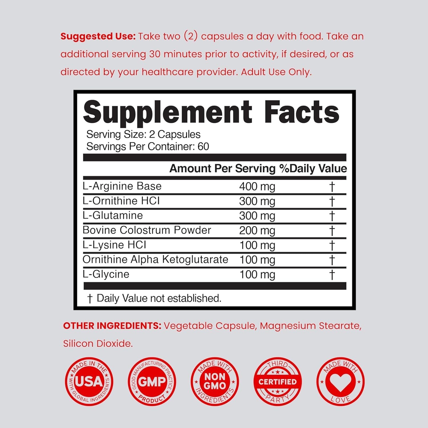 Supplements for Men and Women (120 Count) 1500mg Supports Muscle Growth and Heal