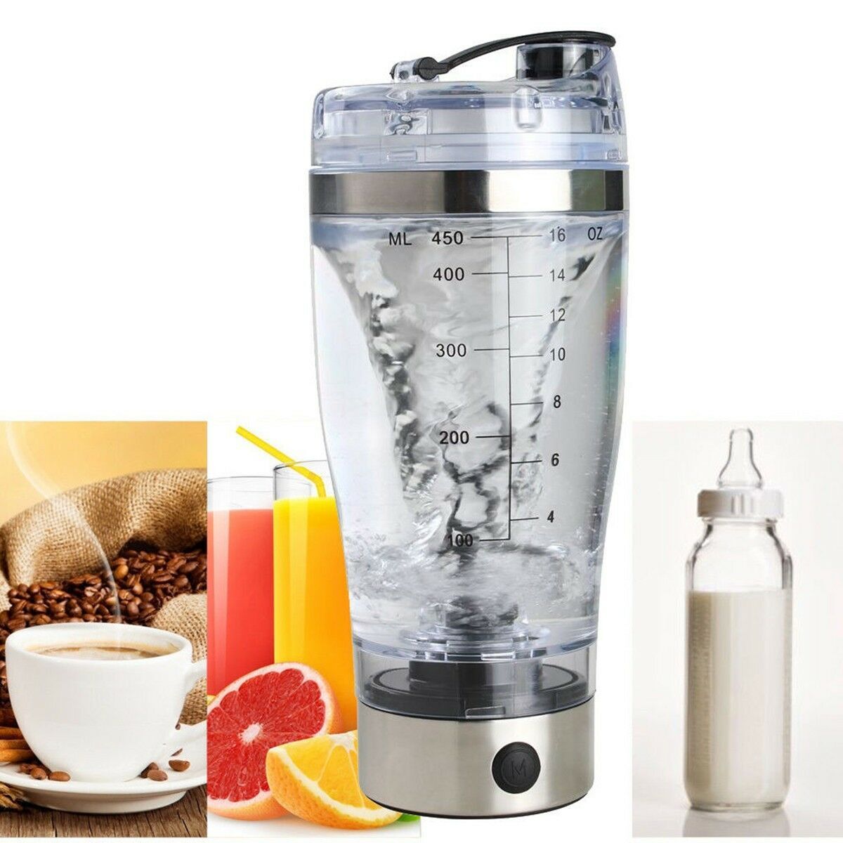 Electric Protein Shaker Bottle Rechargeable Mixer Cup Portable Drinking Blender