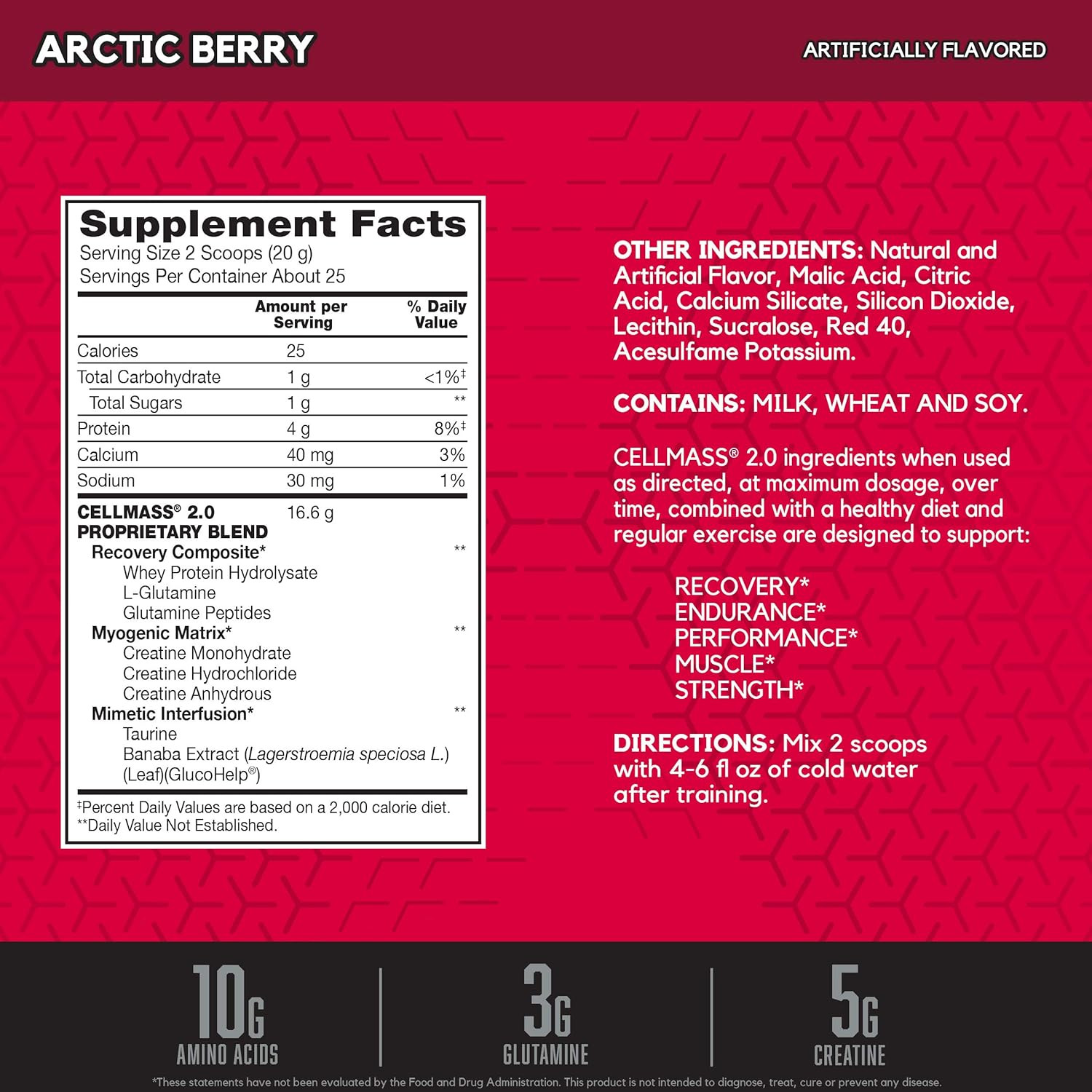 BSN CELLMASS 2.0 Post Workout Recovery with BCAA, Creatine, & Glutamine – Keto F