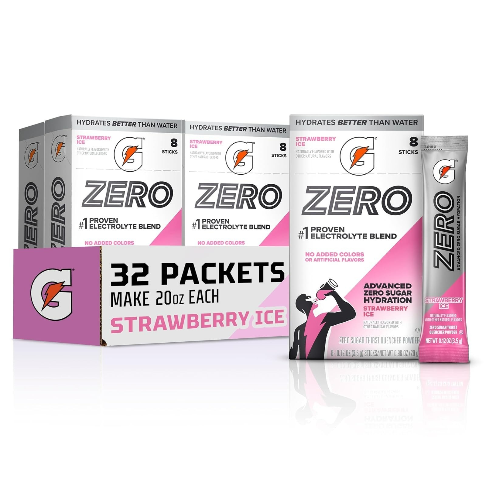 Gatorade Zero Sugar Powder – Electrolyte Drink Mix, 32 Servings