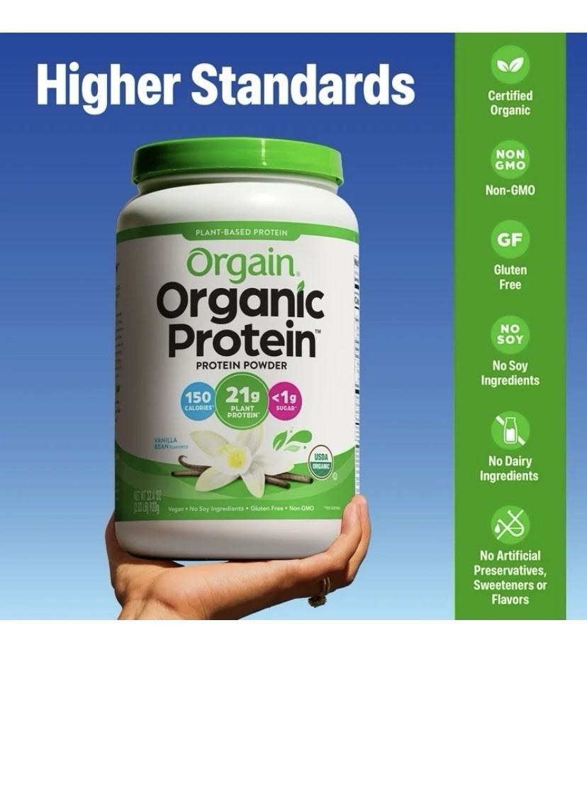 Orgain Organic Plant-Based Protein Powder Vanilla Bean Vegan 2.03 lb