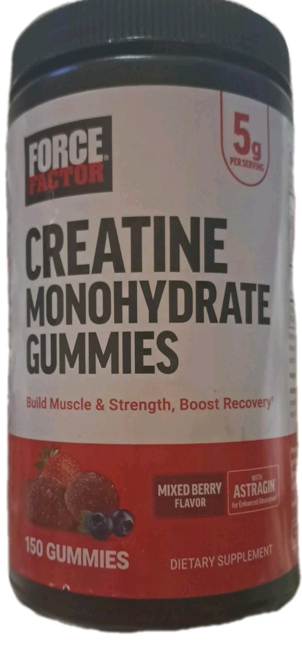 Force Factor Creatine Monohydrate Gummies – Mixed Berry Flavor – 150ct