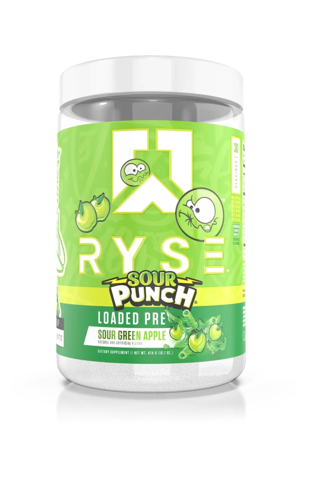 Ryse Sour Punch Loaded PRE Sour Green Apple 30 Serving EXP 10/26