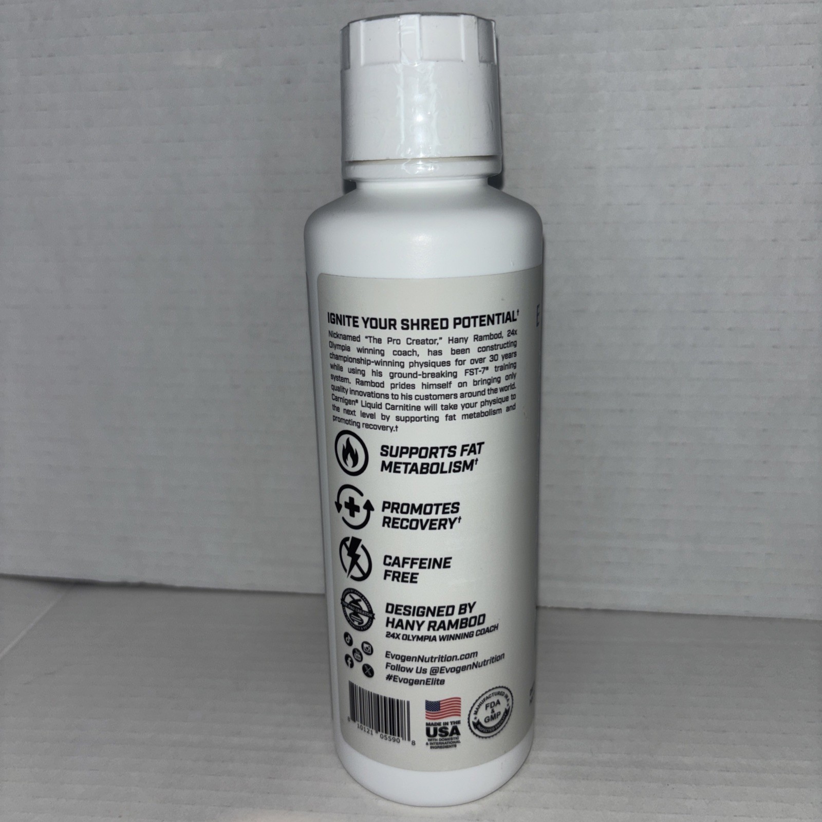 EVOGEN Carnigen Premium 3000mg Liquid Carnitine (16.7 fl. oz) 31 Servings-NEW