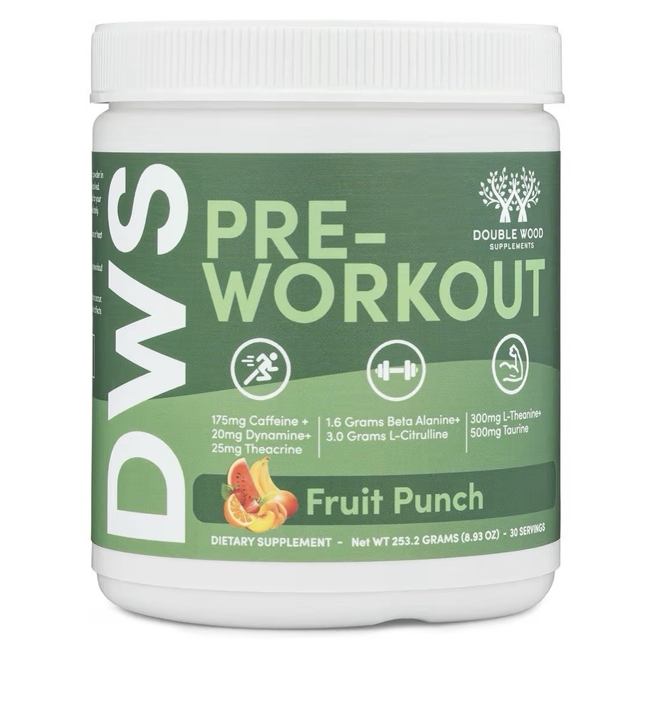 Double Wood Supplements Pre-Workout Fruit Punch Powder 30 Servings