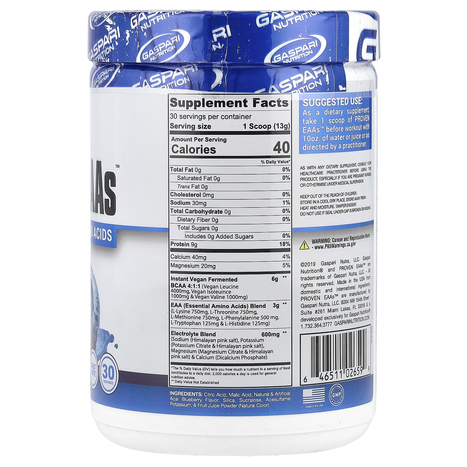 Proven EAAs with 9 Essential Amino Acids, Blueberry Acai, 13.75 oz (390 g)