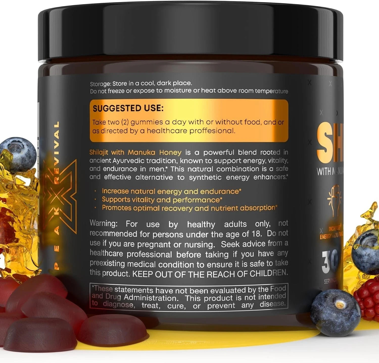 Shilajit Gummies with Manuka Honey – Increases Energy & Endurance,100mg 60 Coun