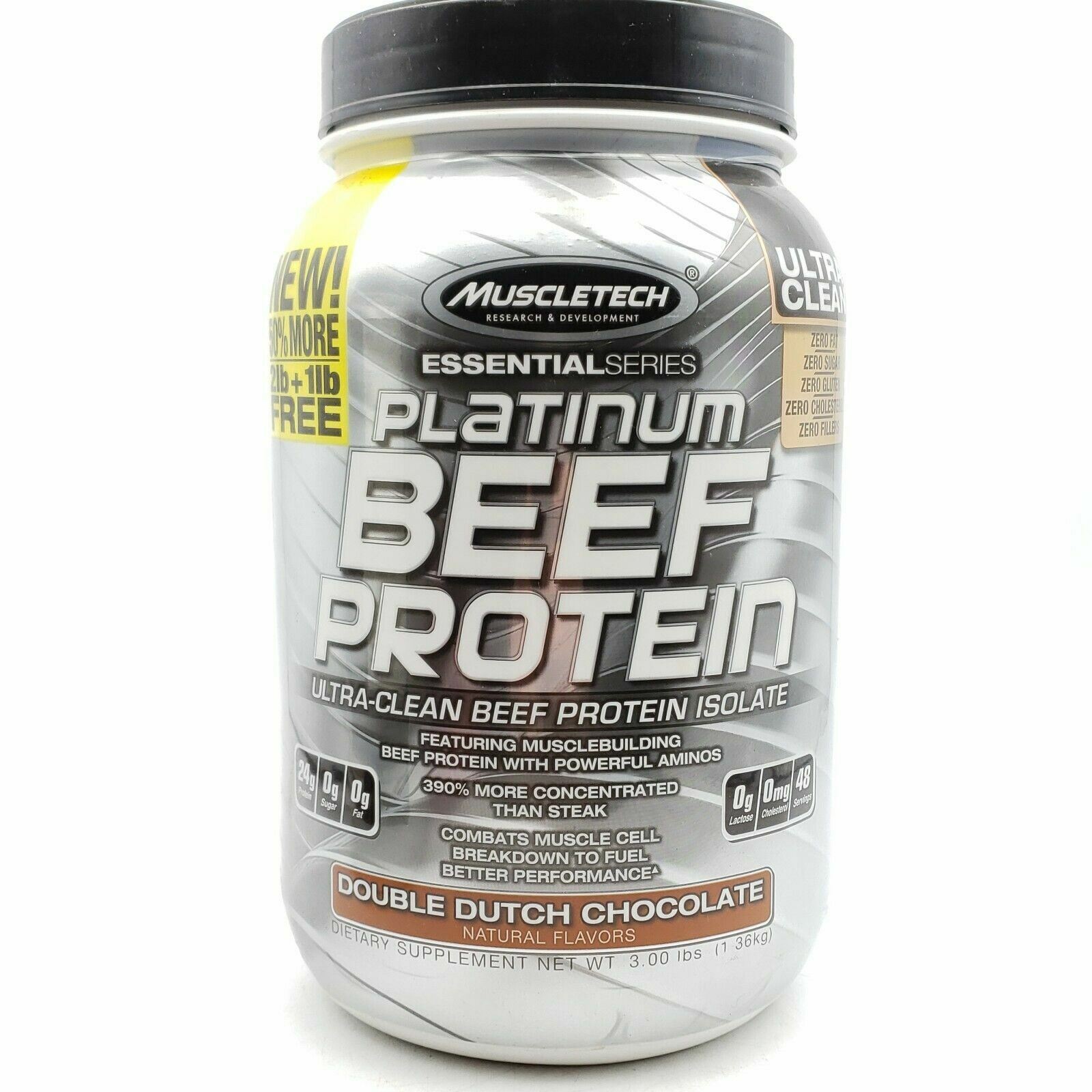 MuscleTech Platinum 100% Beef Protein, Ultra-Pure Hydrolyzed Beef Isolate 3lbs