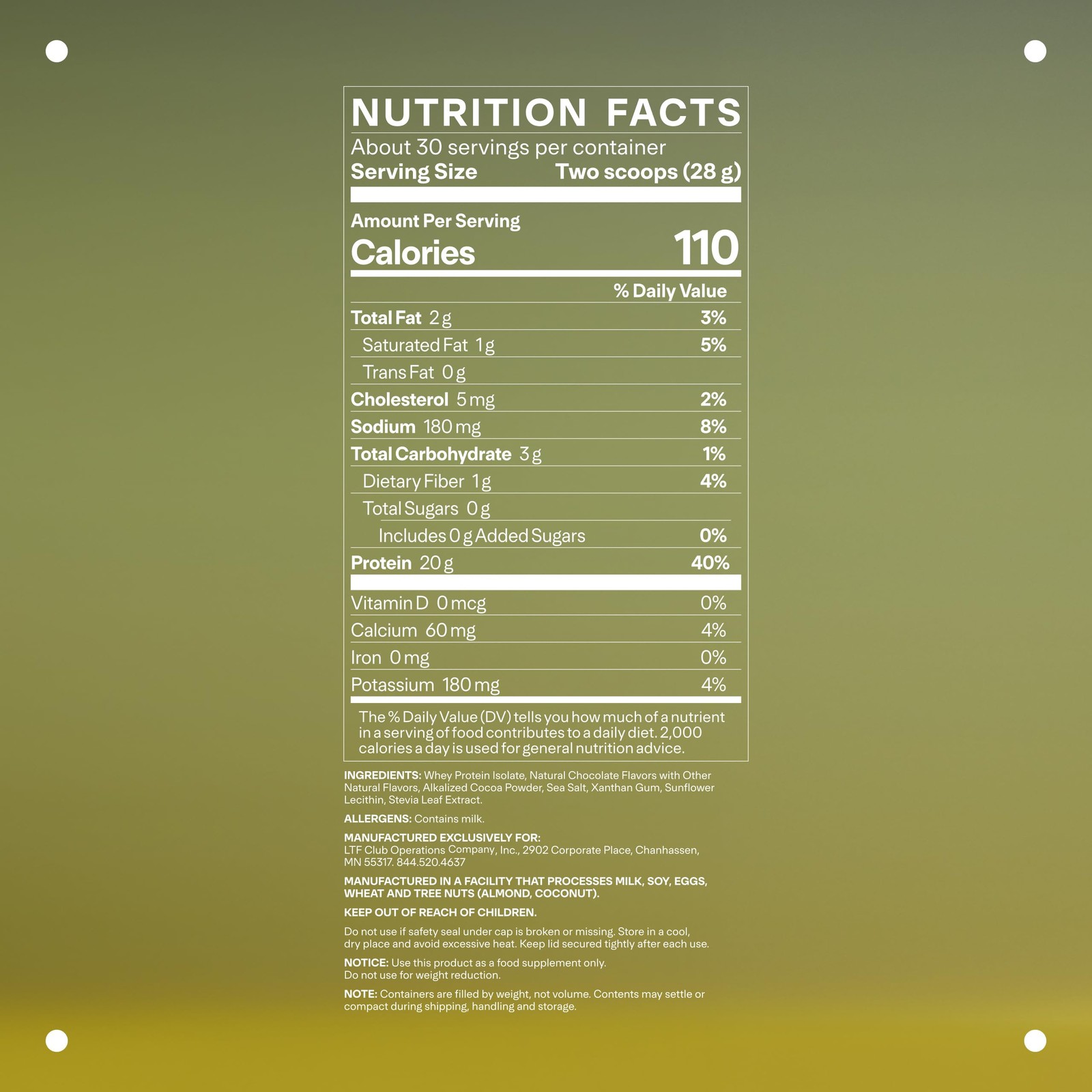 LTH Flex Whey Protein Isolate -Chocolate, 30 Servings Exp 10/25/26