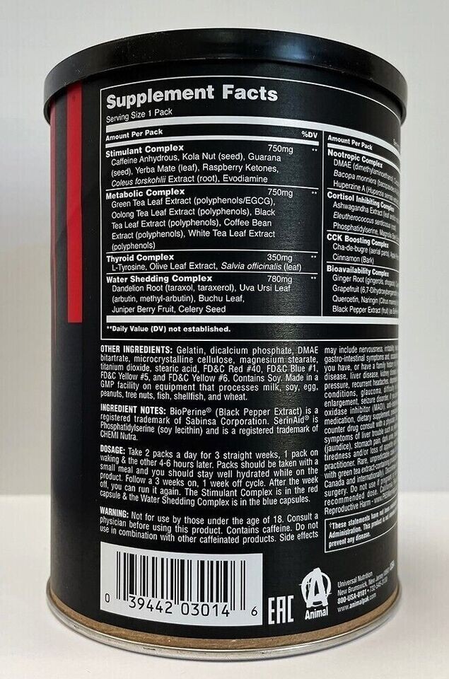 Universal Animal Advanced Cuts Thermogenic Fat Burner Cutting Pills 42 Packs New