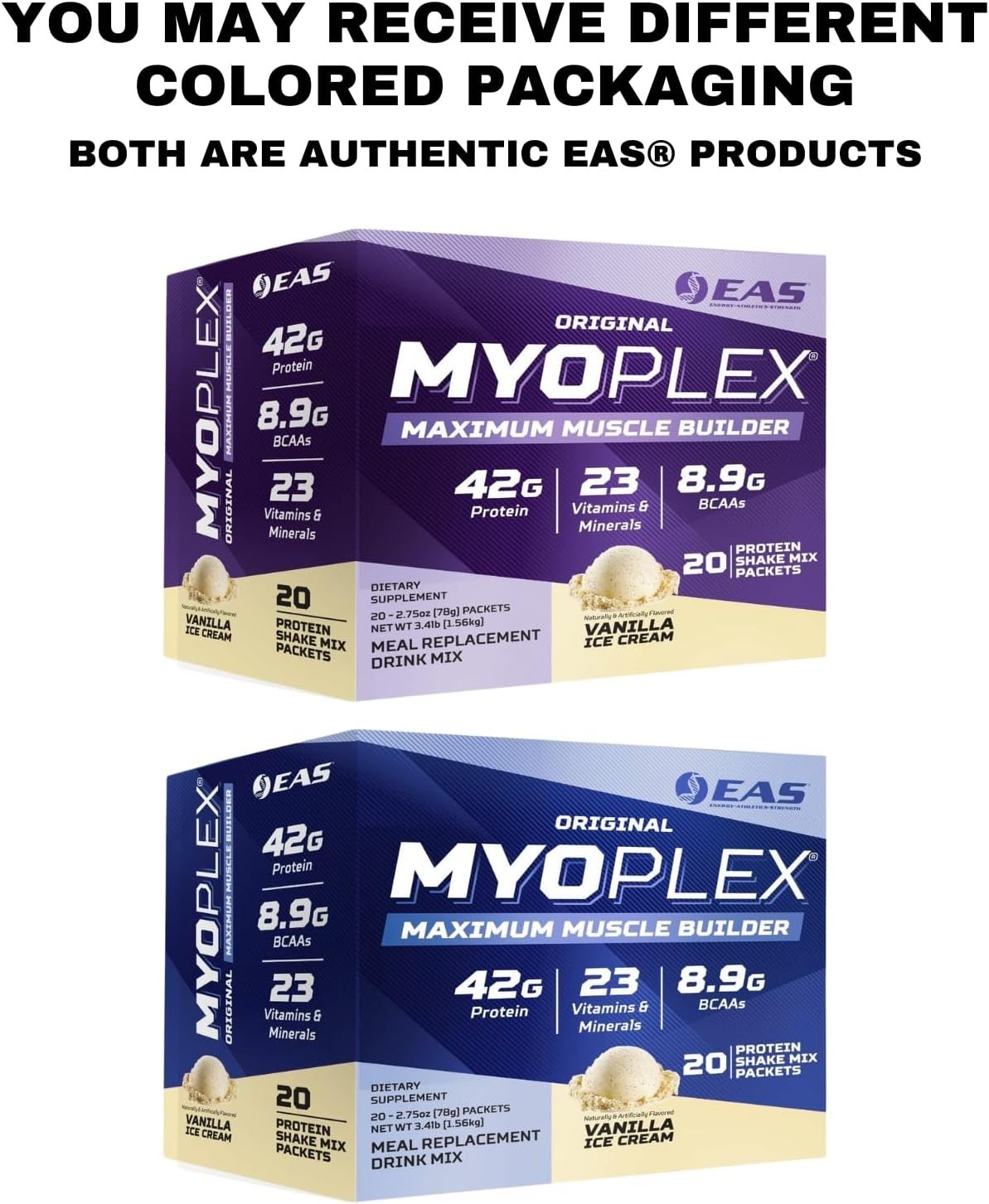EAS Original Myoplex High Protein Meal Replacement 20 Individual Packs 6 Flavors