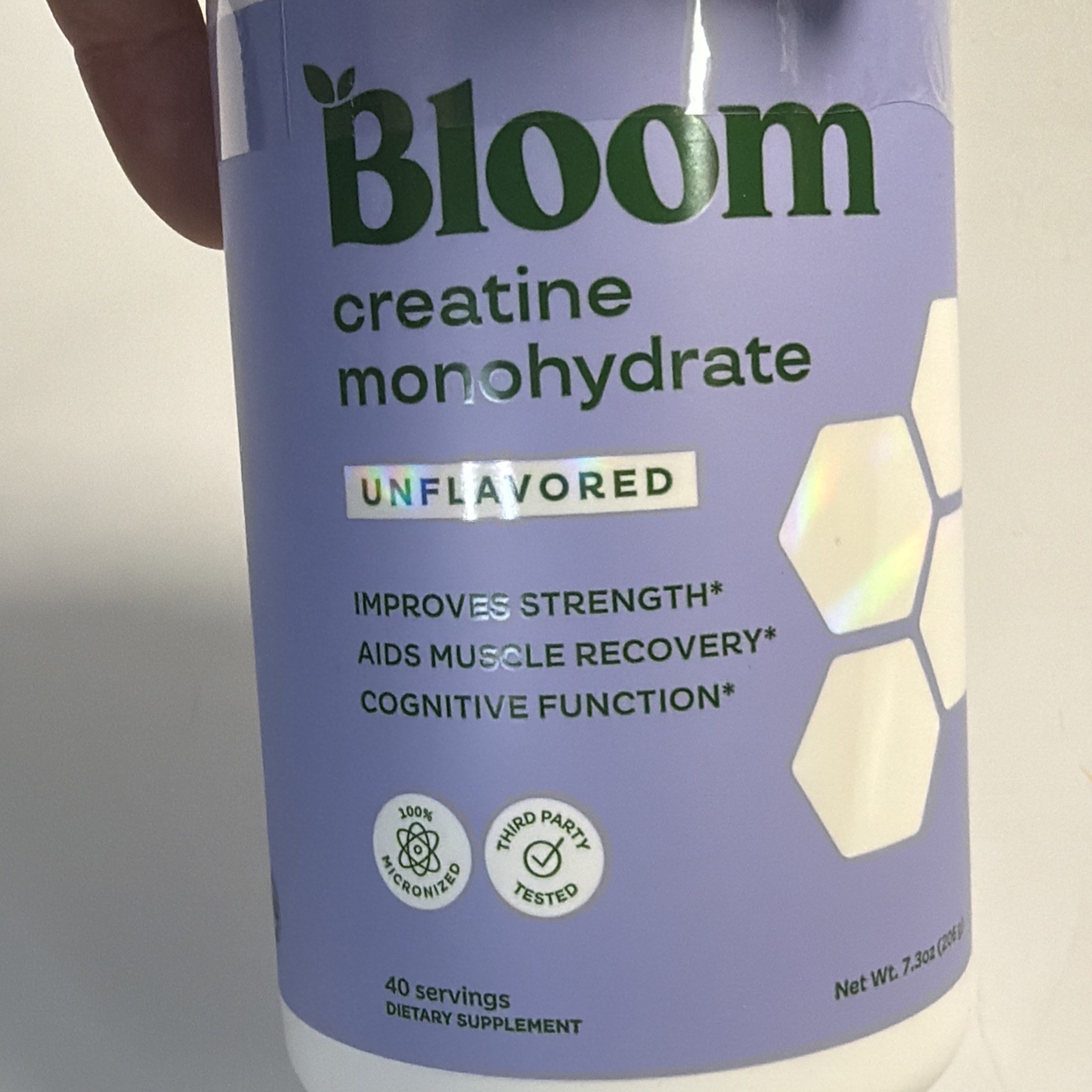 Bloom Nutrition Creatine Monohydrate Supplement Powder Unflavored 40 Svgs 05/27