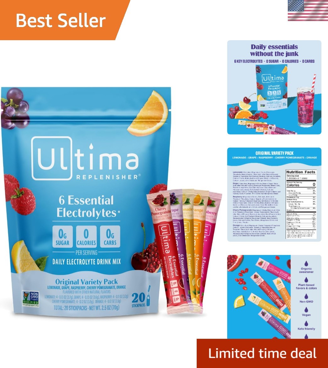 Zero Sugar Electrolyte Packets – 20 Convenient Packets for On-the-Go Hydration
