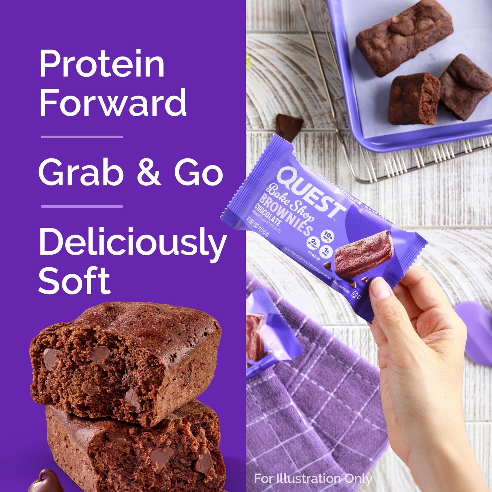 Quest Nutrition Bake Shop Chocolate Brownies 10G Protein 2G Net Carbs 1G Sugar