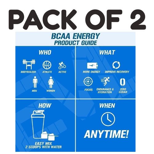 EVL BCAA Energy – Blue Raz Powder – 30 Servings – Pack of 2
