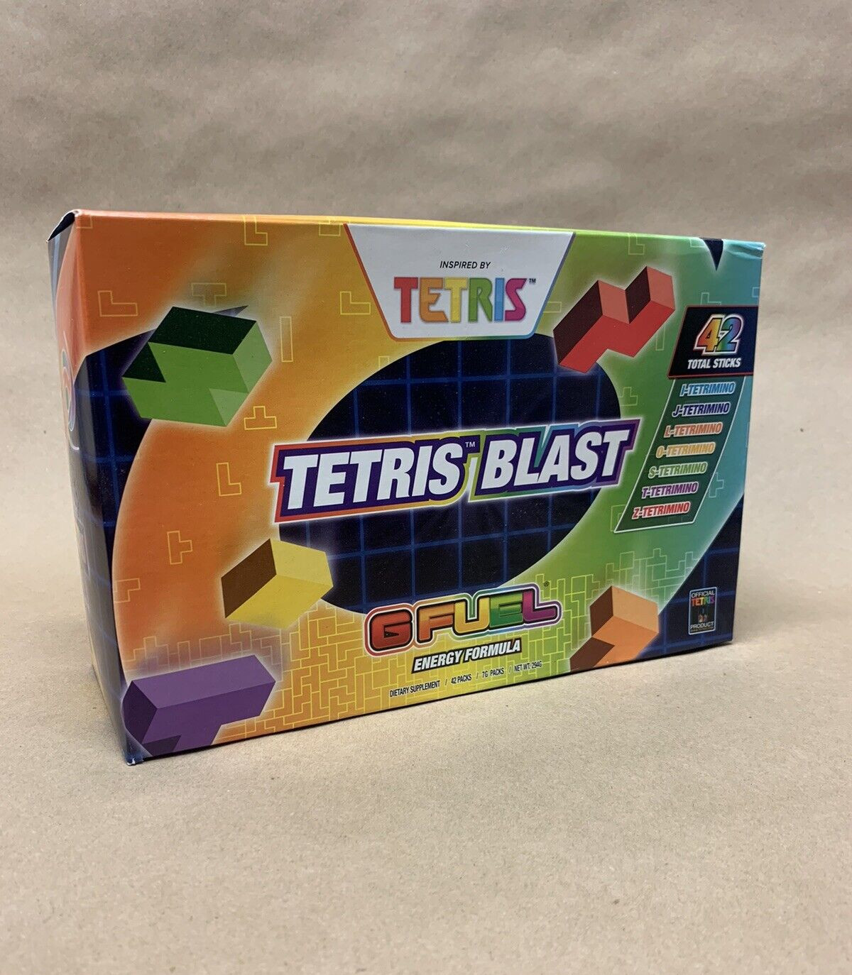 G Fuel Tetris Tetrimino Collector’s Box w/ 42 Sticks in 7 Different Flavors