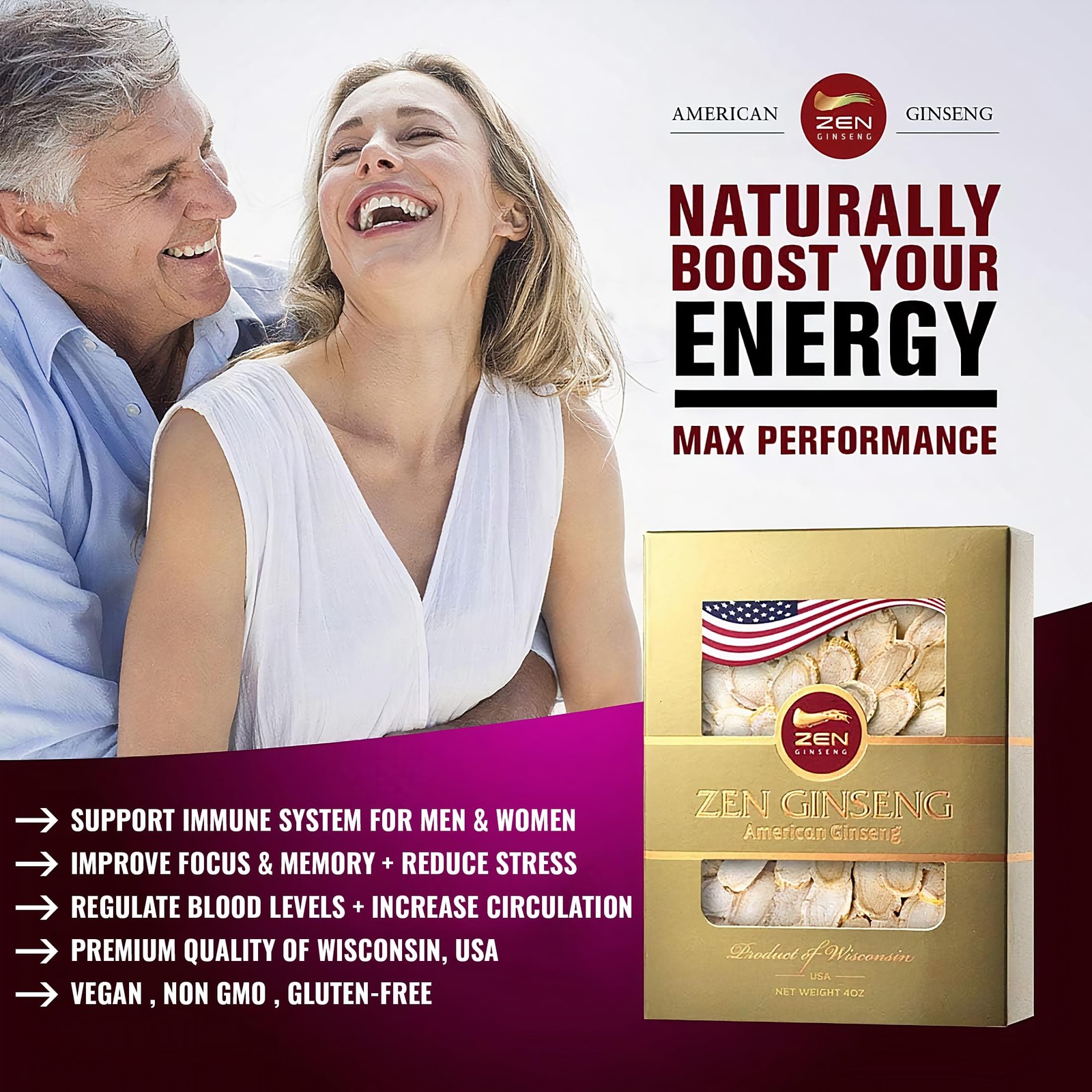 American Wisconsin Ginseng Slices — Improved Energy, Performance, & Mental