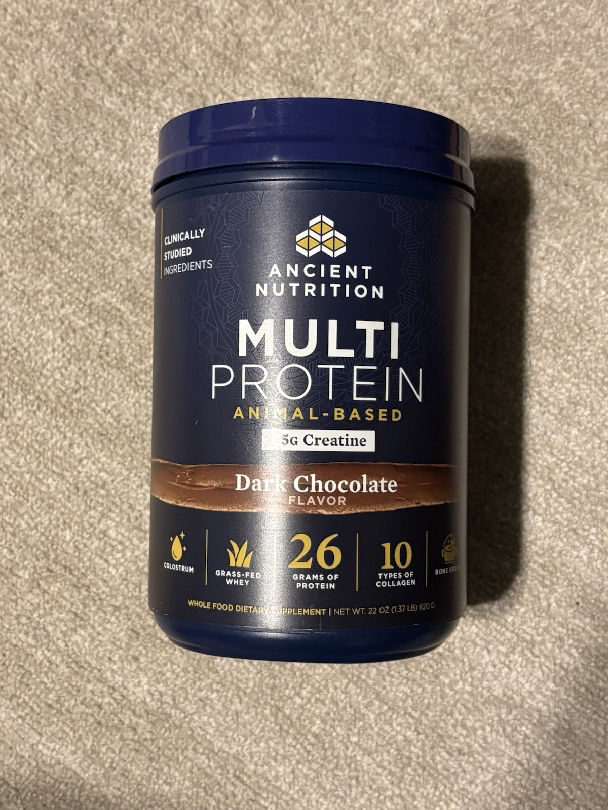 Ancient Nutrition Animal-Based Multi Protein + 5g Creatine Dark Chocolate 21oz