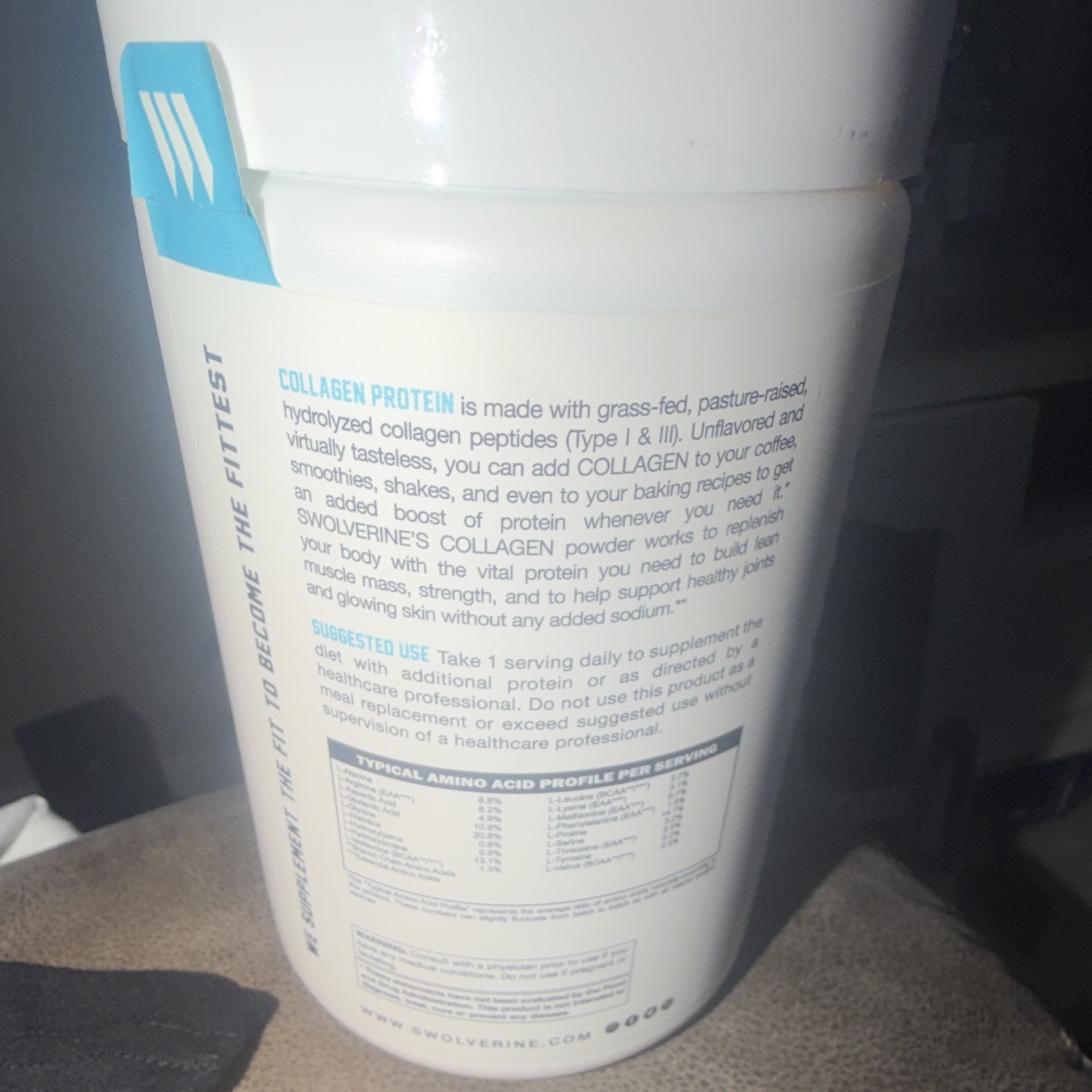 SWOLVERINE Grass-Fed Hydrolyzed Collagen Peptides Powder Unflavored 10.58 oz
