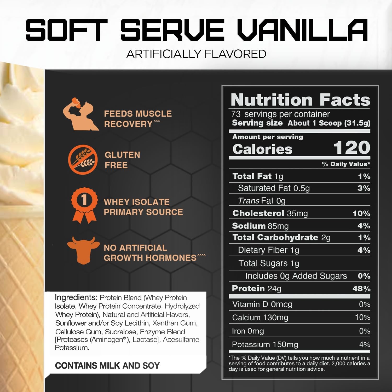 Rival Whey Soft Serve Vanilla 5lb – 100% Protein Isolate/Concentrate/Hydrolysate