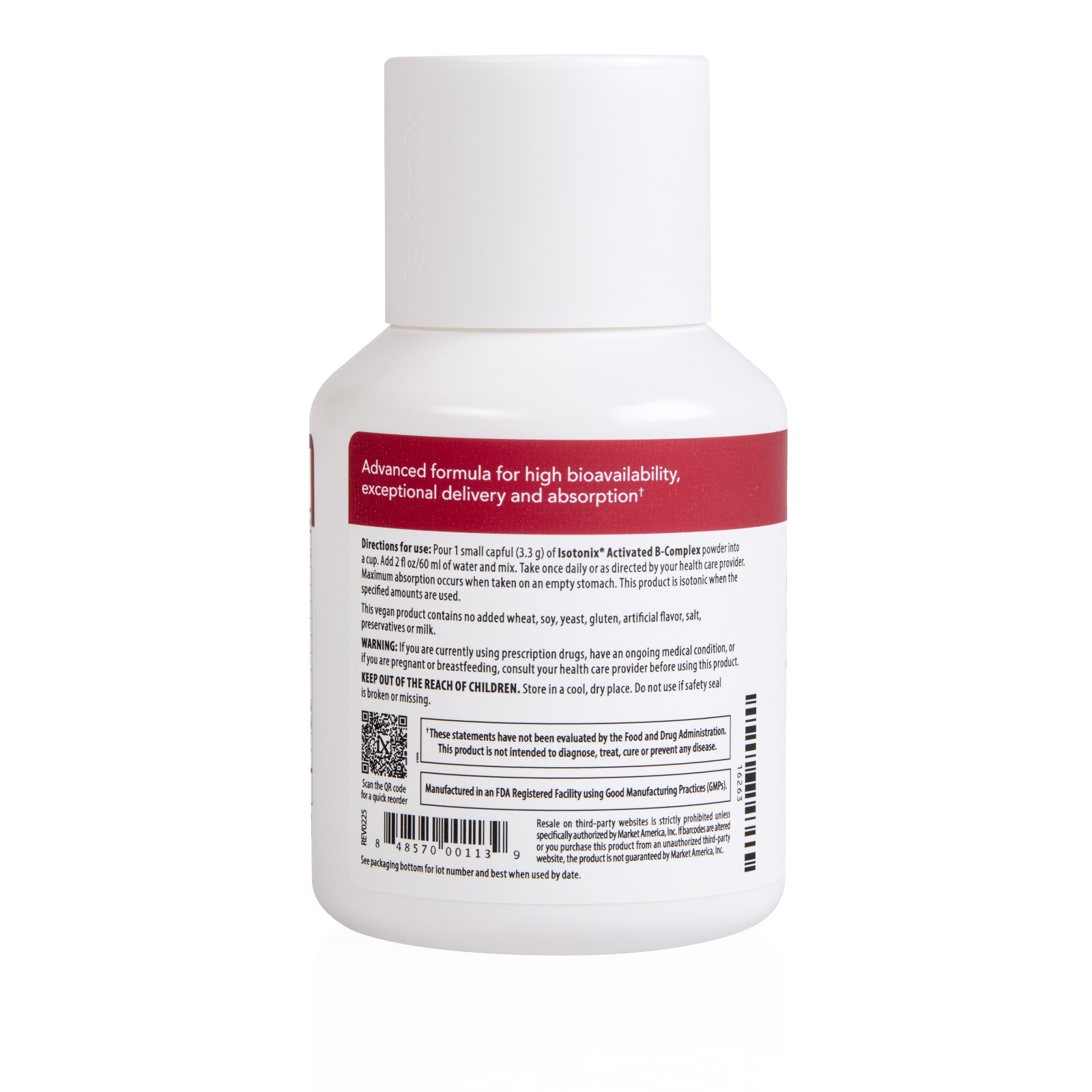 Isotonix Activated B Complex – Vegan B Vitamin Supplement for Energy, 90 Serving