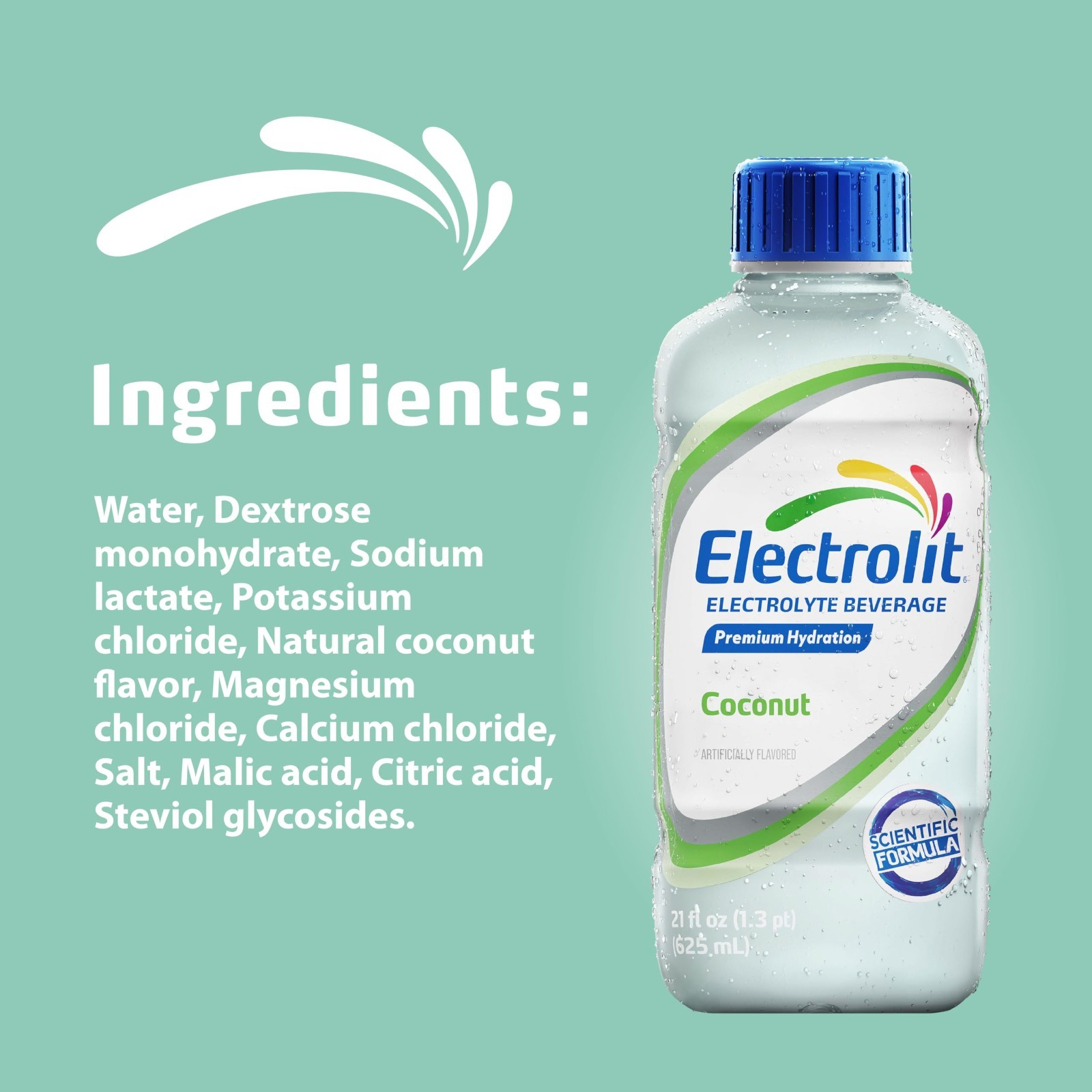 Electrolyte Drink Coconut Flavor, 21 Fl Oz Bottles, Hydration Pack of 12