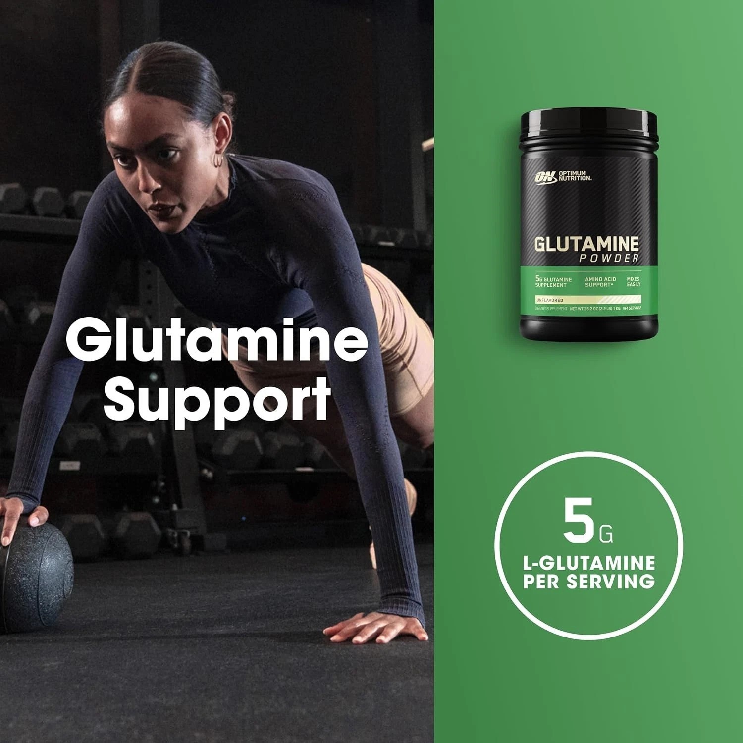 L-Glutamine Muscle Recovery Powder, 1000 Gram, 194 Servings Pack of 1
