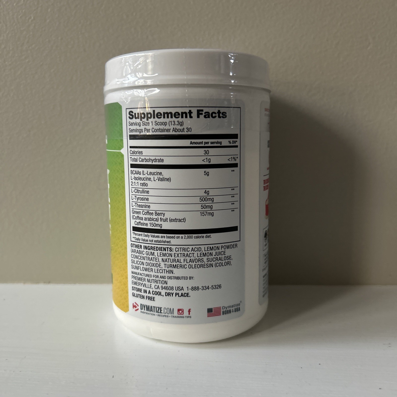Dymatize Energyze Pre-Workout Lemon Lime 30 Servings 14.1 oz BBD 02/27