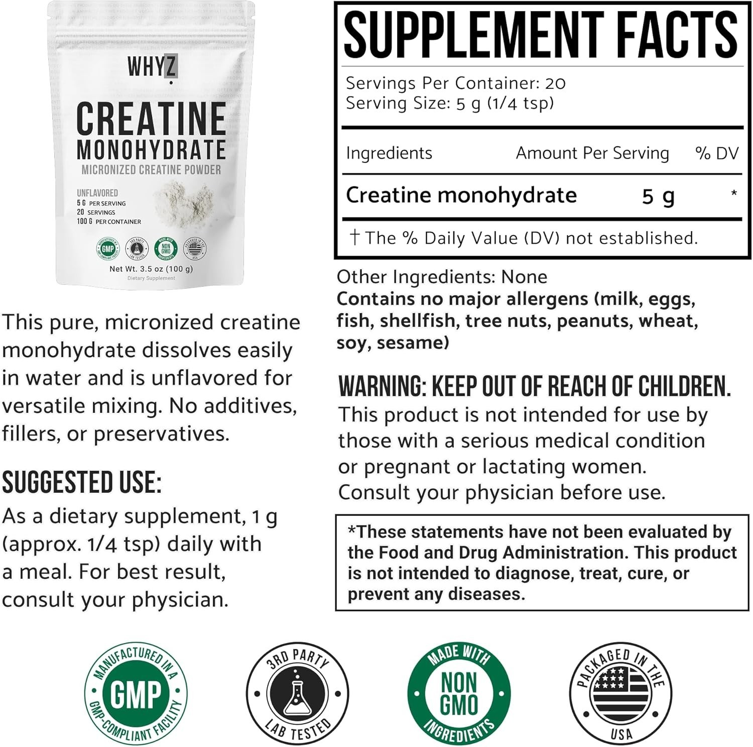 3.5oz Unflavored Micronized Creatine Powder – Boost Strength & Recovery for All