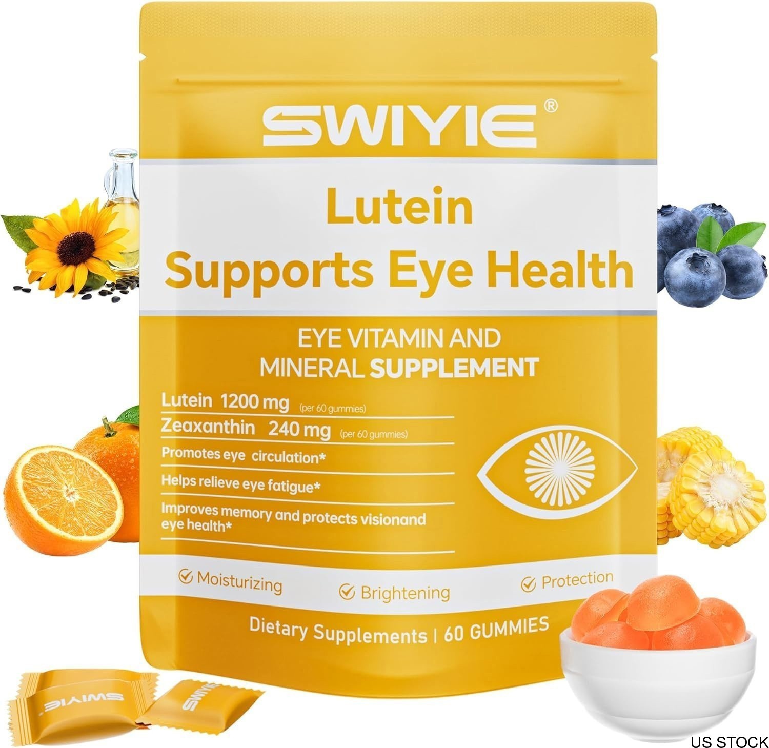 20mg Lutein + 4mg Zeaxanthin Gummies | Natural Flavor Eye Health Supporting