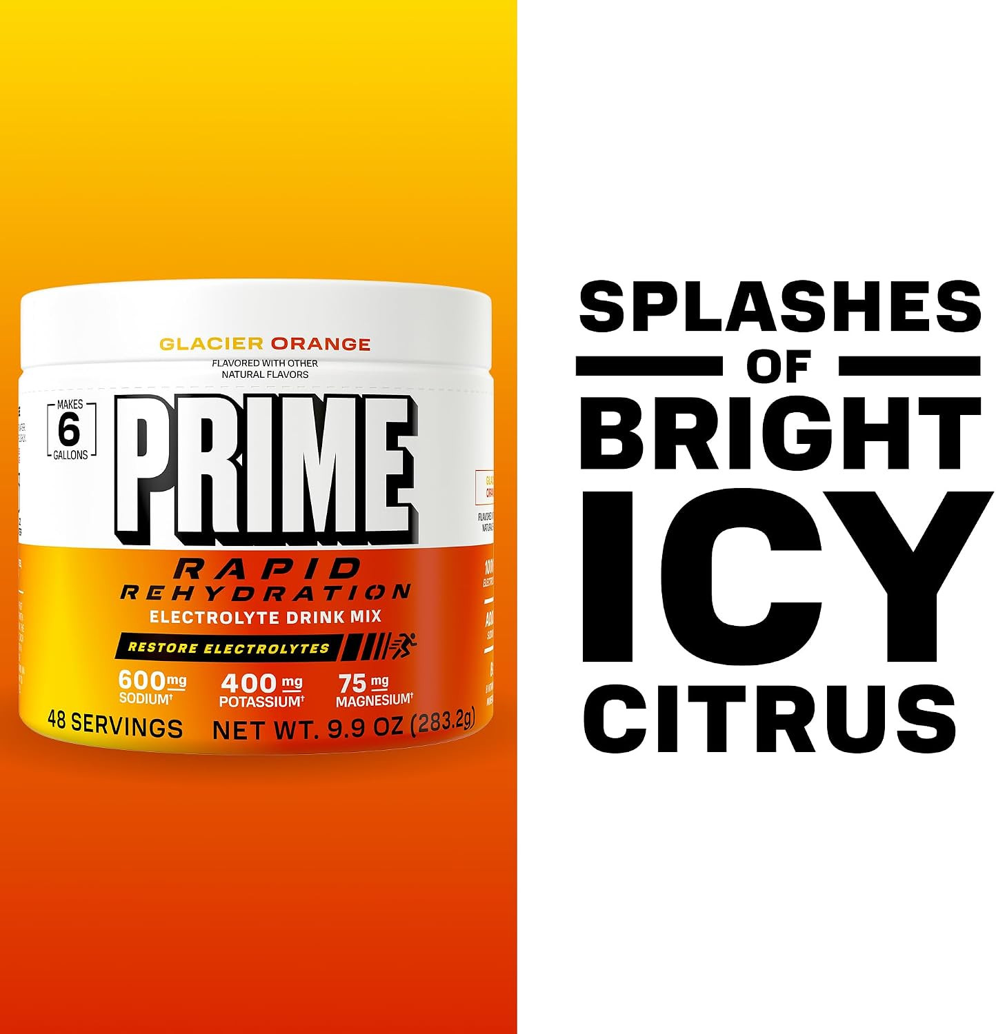 Prime Rapid Rehydration Electrolyte Powder, Glacier Orange, Sugar Free Hydration