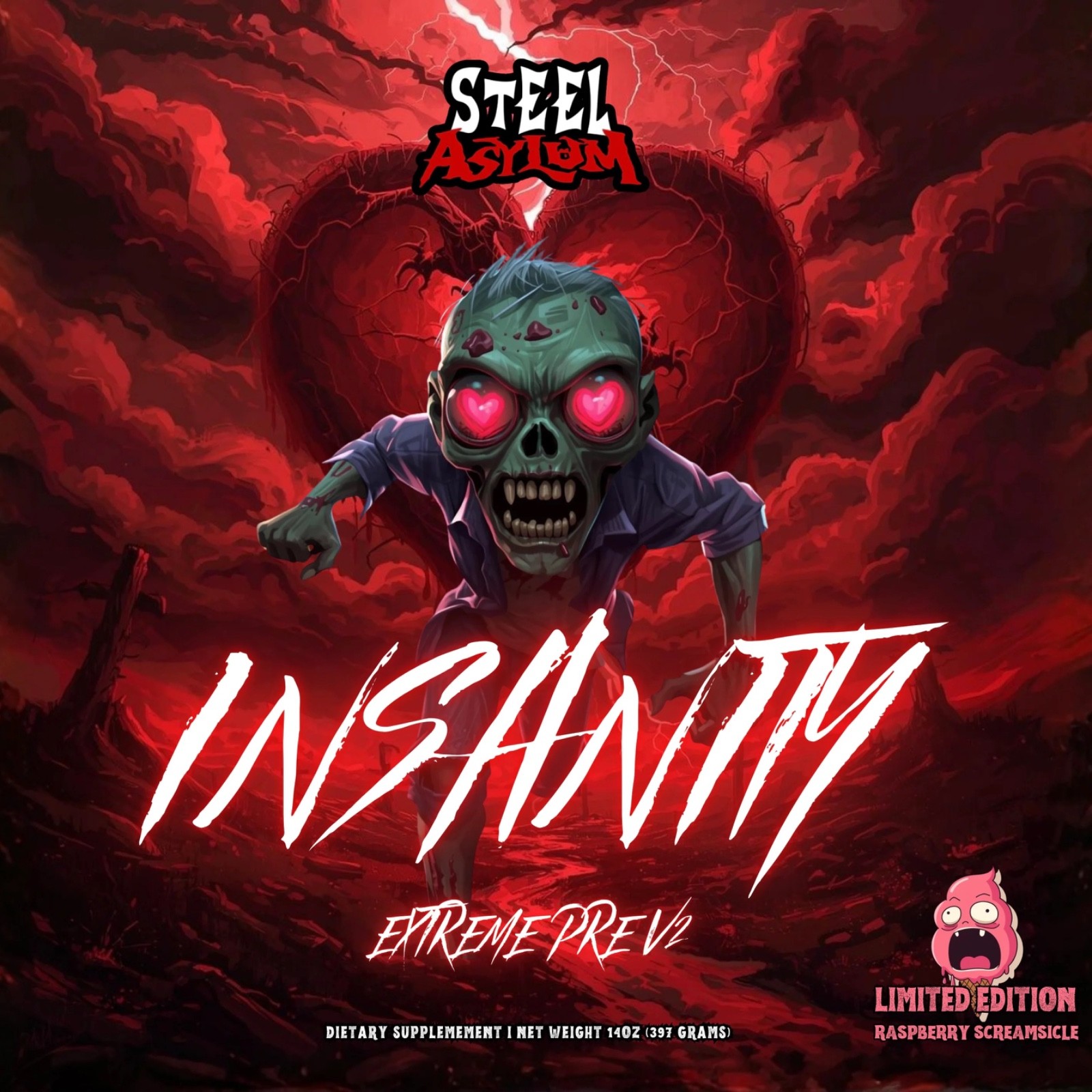 INSANITY v2 Limited Edition Raspberry High Stim Pre-Workout by Project M.
