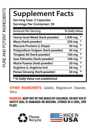 Sexual Desire – Horny Goat Weed 1000mg – Macca – Tongkat – 2B 120Ct