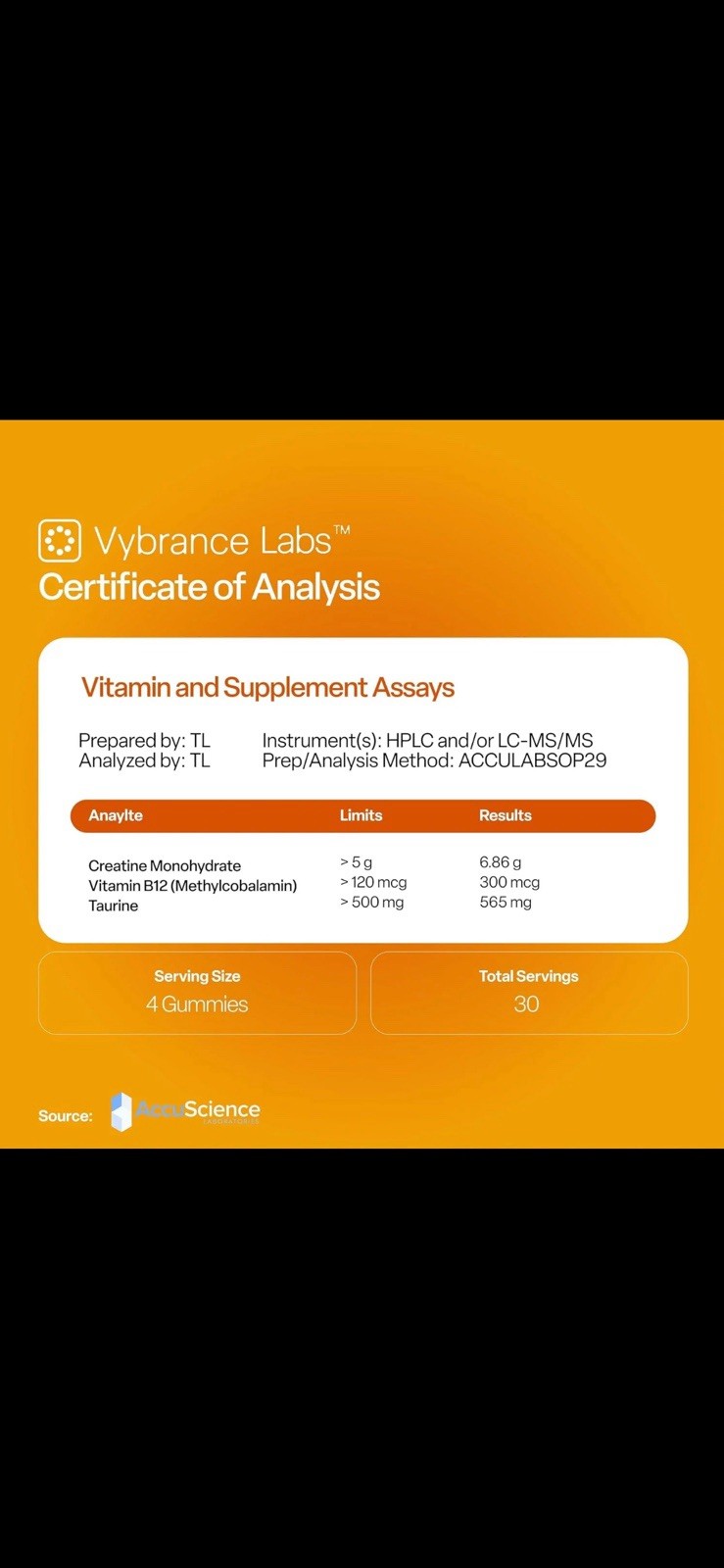 Vybrance Labs Creatine Gummies Sugar-Free Vegan Green Apple Citrus Mango