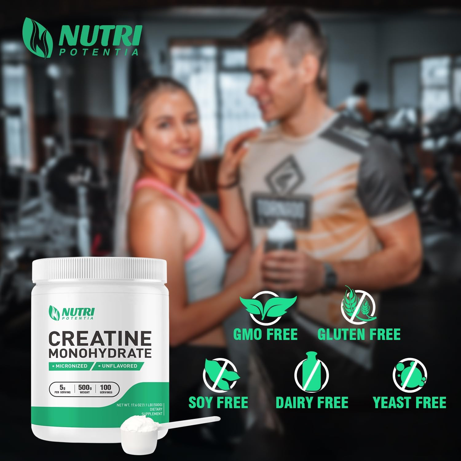 Creatine Monohydrate Powder 500G, Pure Micronized Creatine Supplements for Men a