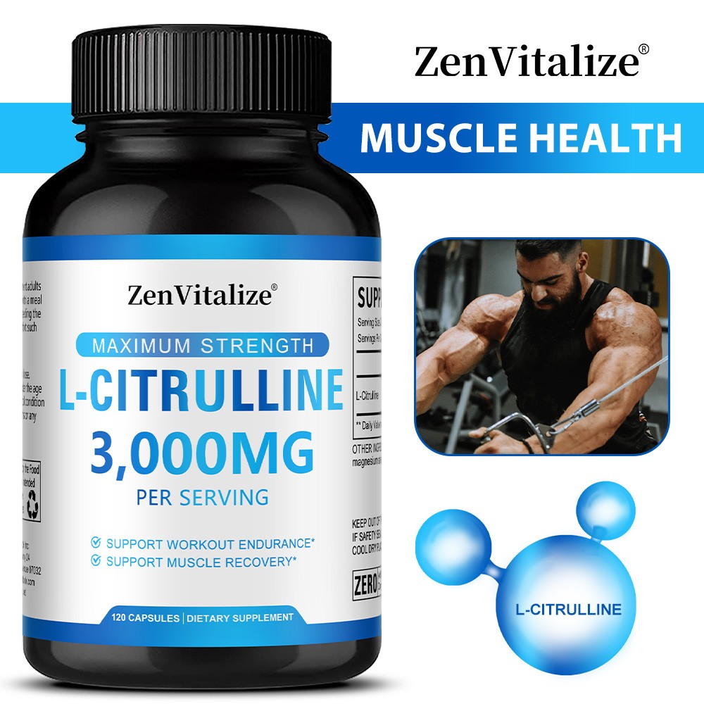 3000mg L-Citrulline Caps for Gym Endurance, Muscle Health&Fast Recovery,120 Caps