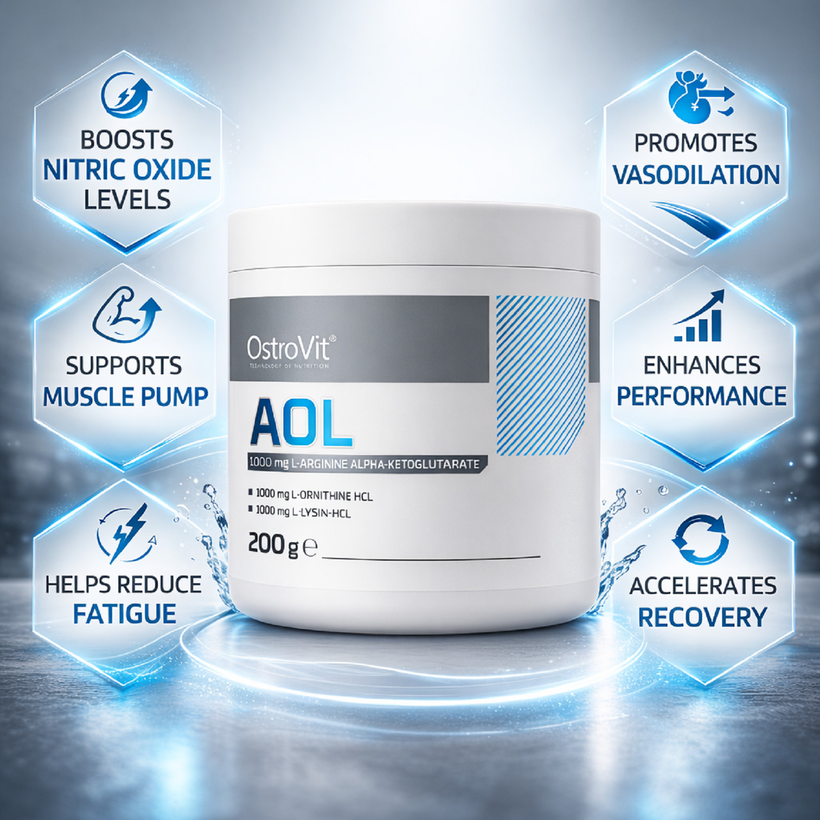 OSTROVIT AOL POWDER 200G – L-Arginine L-Ornithine L-Lysine – Muscle Mass Growth