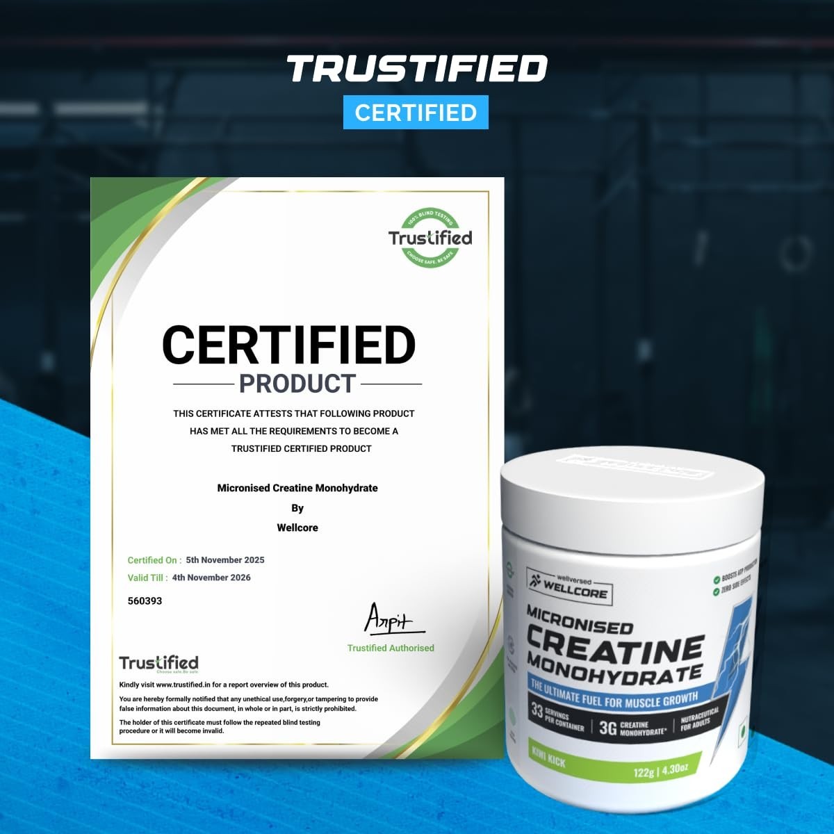 Wellcore Micronised Creatine Powder 122g For Enhanced Muscle Strength