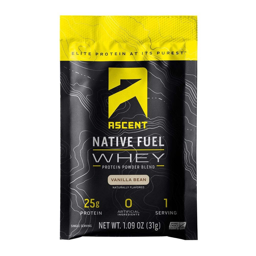 10/26 Ascent Native Fuel Whey Protein Powder – Vanilla Bean – 15 Packets