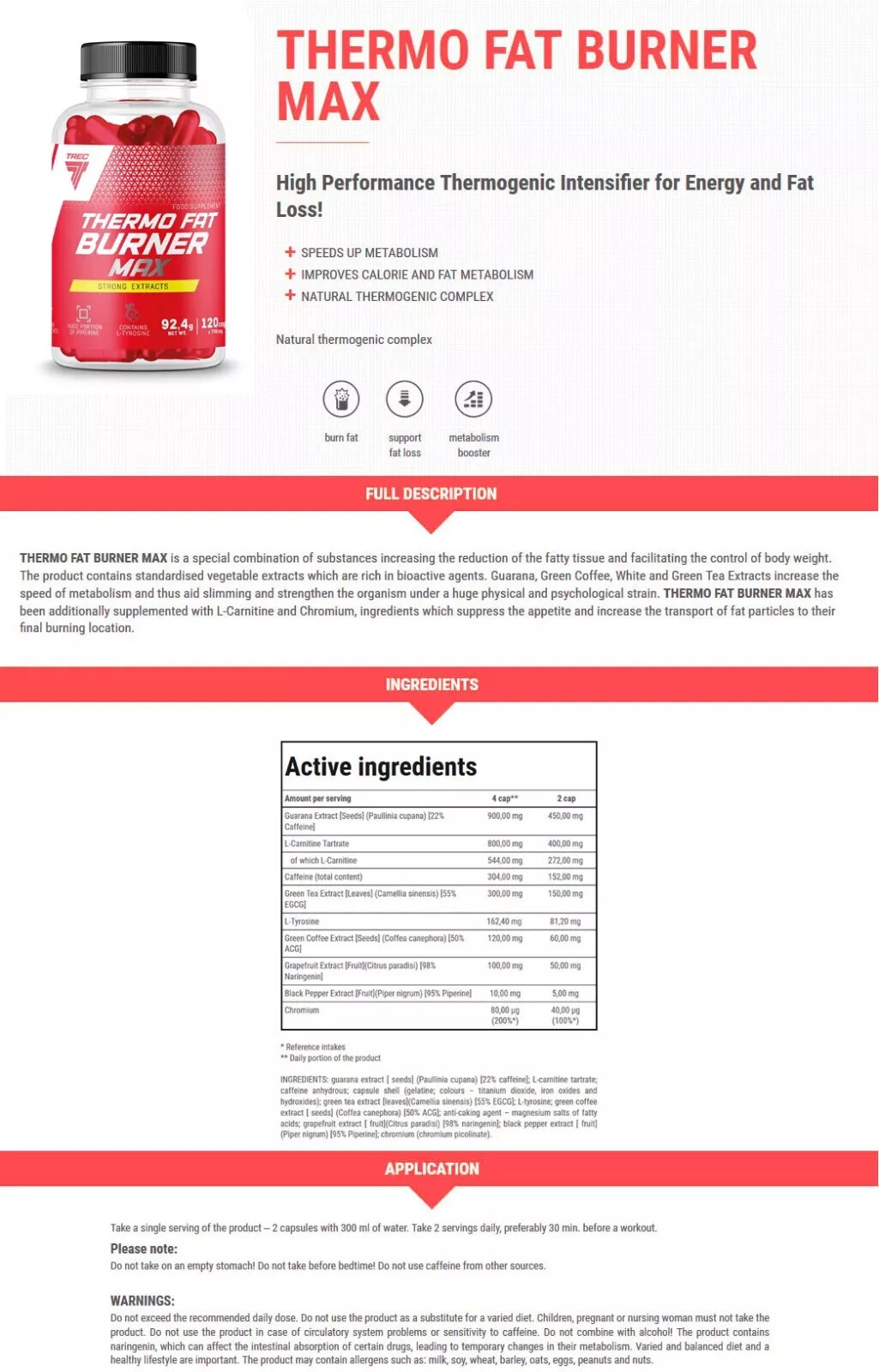 THERMO FAT BURNER – Guarana Green Tea Chromium For Fast Weight Loss And Slimming