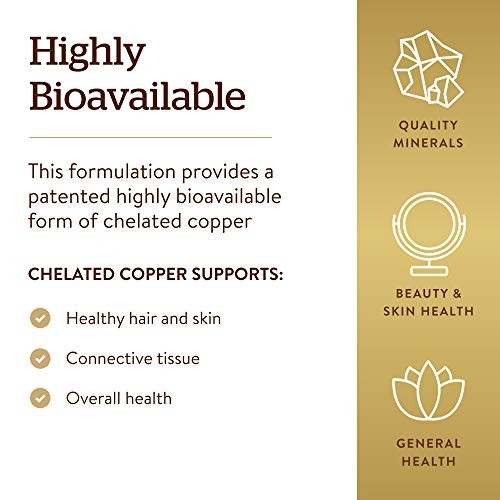 Chelated Copper, 100 Tablets – Essential for Collagen 100 Count (Pack of 1)