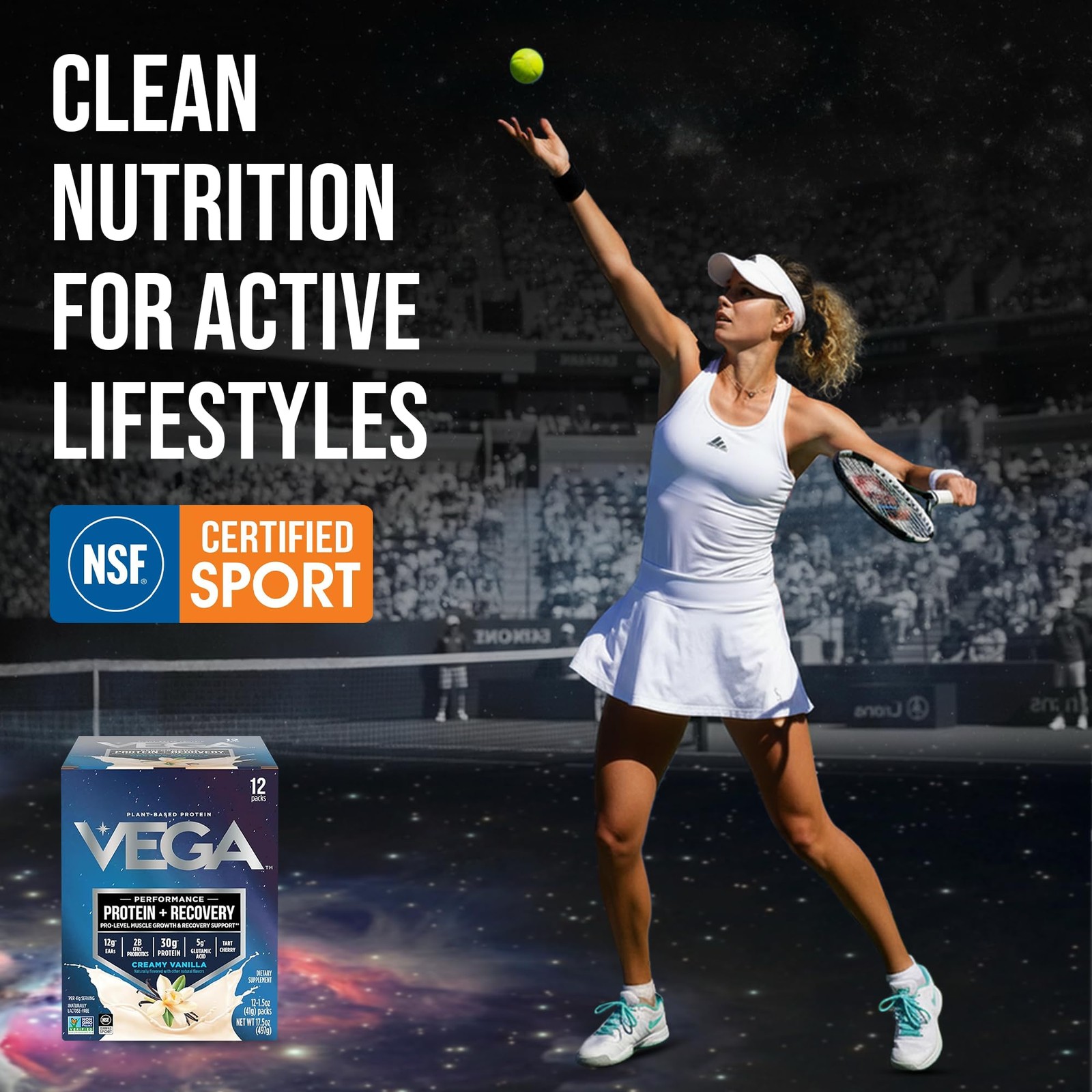 Vega Protein + Recovery, Vanilla – 30g Vegan 1.46 Ounce (Pack of 12),
