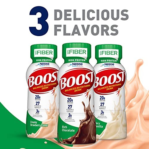 BOOST High Protein with Fiber Complete Nutritional Drink, Creamy Strawberry, …