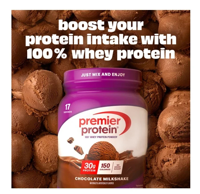 Premier Protein 100% Whey Protein Powder, Chocolate Milkshake, 30g Protein