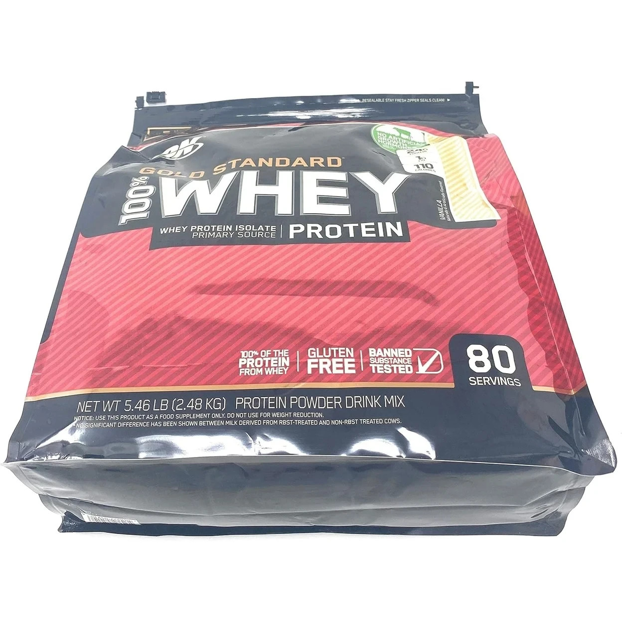 Optimum Nutrition Gold Standard 100% Whey Protein , Vanilla Ice Cream, 5.4 lbs
