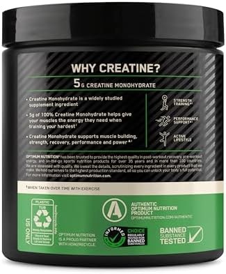 Optimum Nutrition Creatine, Micronized Creatine Monohydrate Powder, Supports