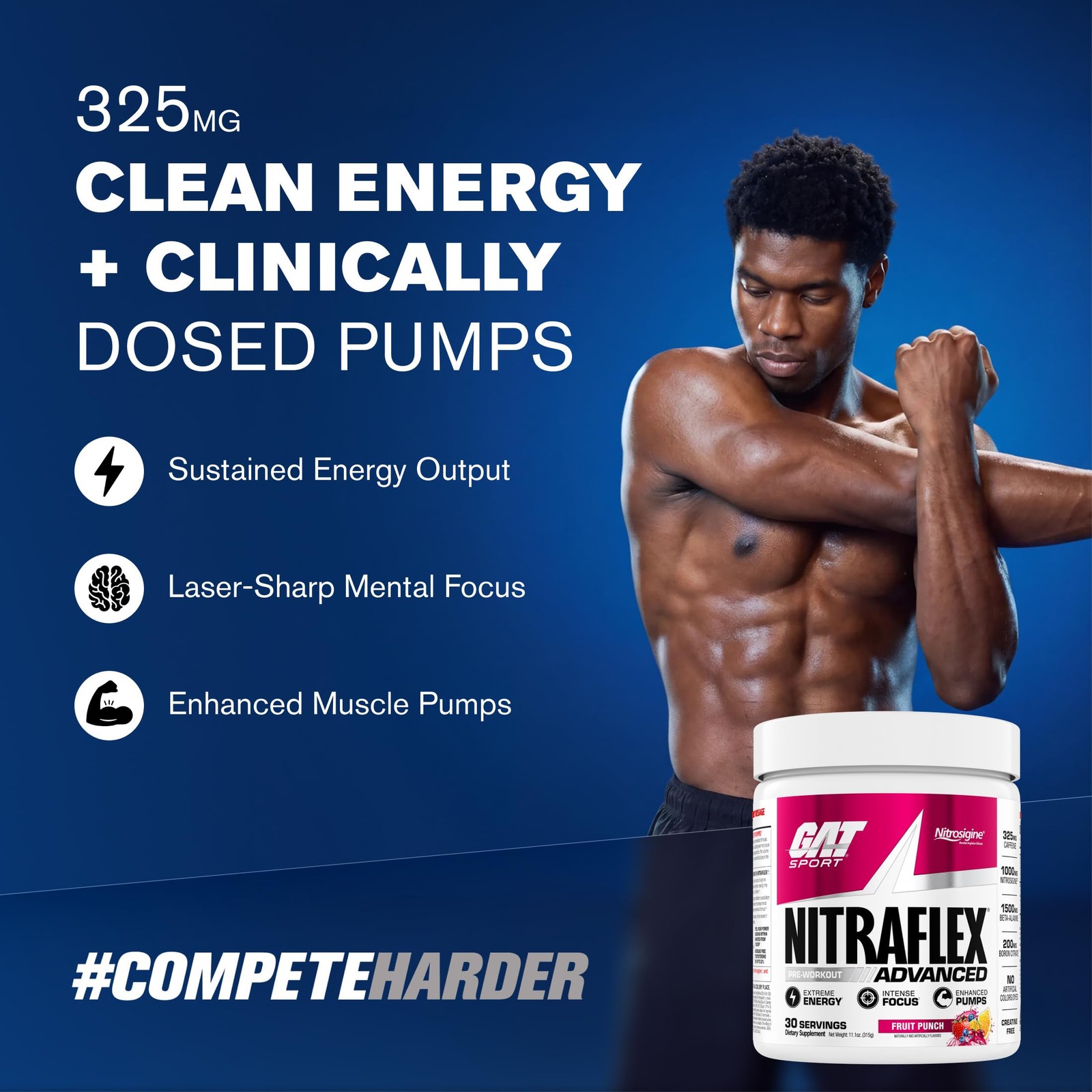 GAT SPORT Nitraflex Advanced Pre-Workout Powder – 10 Ounce (Pack of 1), Pink