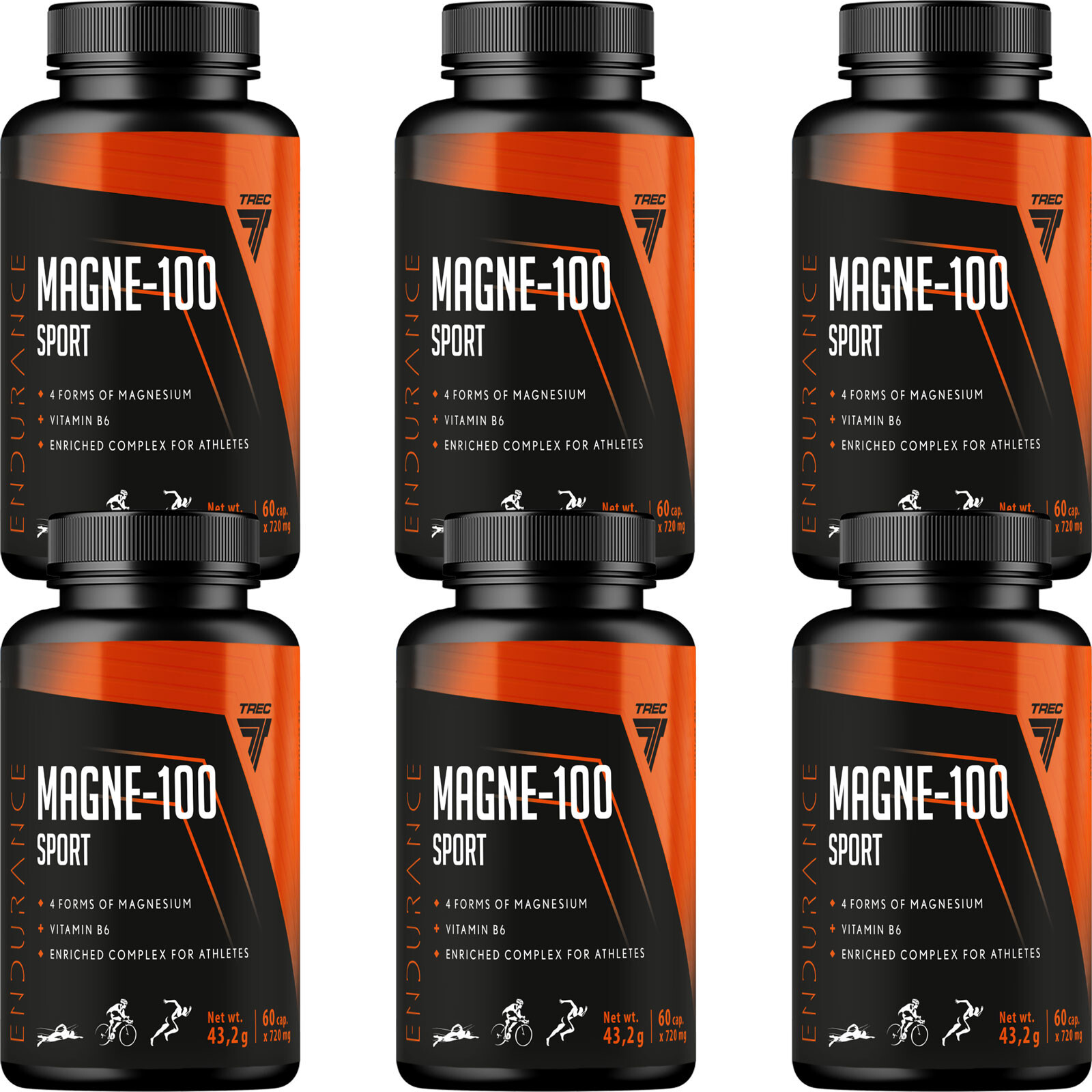 MAGNE-100 SPORT 60–360 Caps – Magnesium + B6 for Cramps, Energy & Recovery