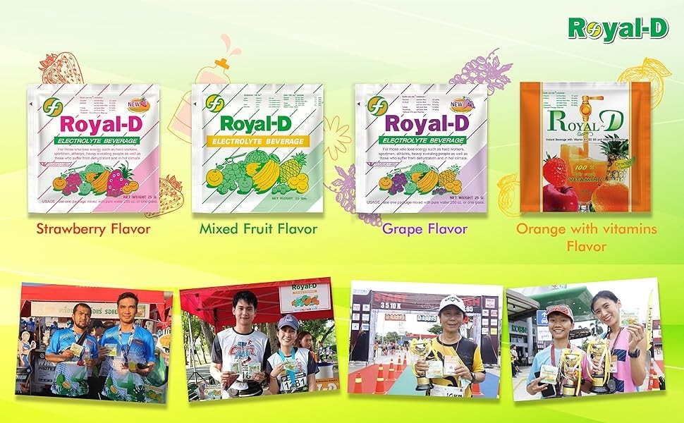 Royal-D Electrolyte Beverage Powder Sodium, Potassium, Vitamin Assorted Flavors